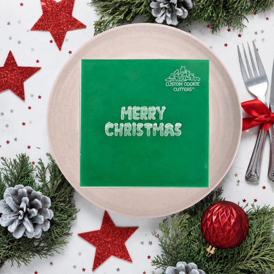 Merry Christmas Snow Debosser - Custom Cookie Cutters