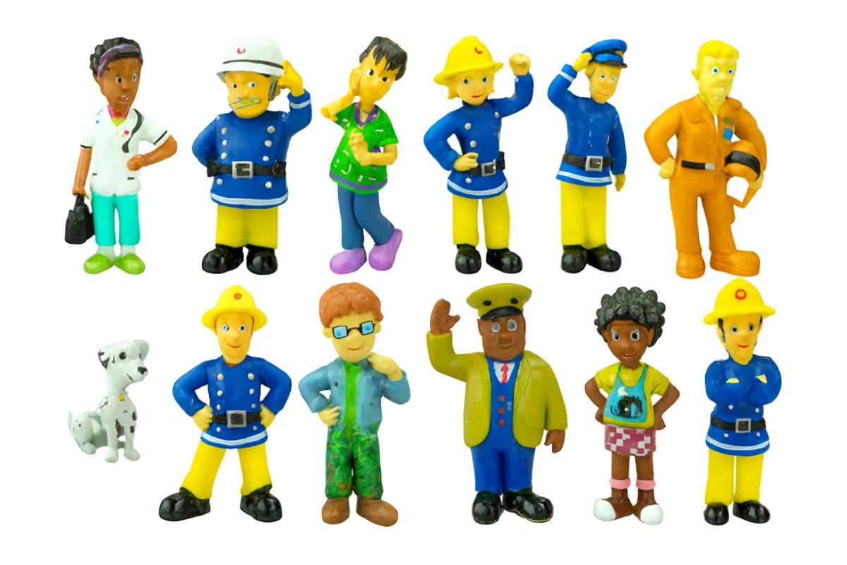 Fireman Sam Figure Toys Dolls - Cake Topper Decoration (12 Pack) - Iconic Cake Art