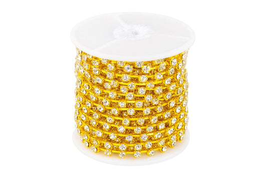 White Gold Chain with Rhinestones Single Row Spaced Diamante 5mm - Iconic Cake Art