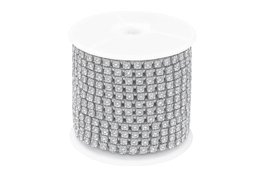 Silver Single Row Diamante Rhinestone Chain - No Space - Iconic Cake Art