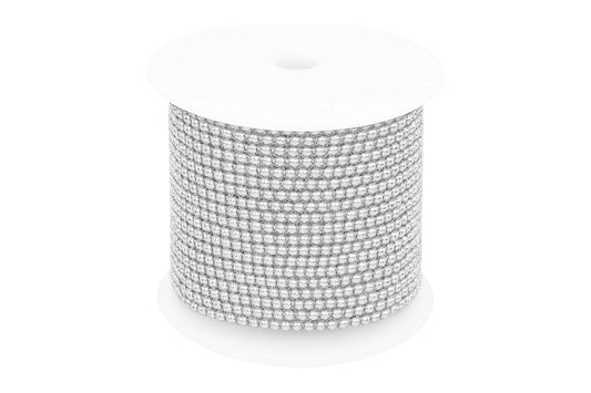 Silver Delicate Single Row Diamante Rhinestone Chain - Iconic Cake Art