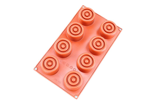 Textured Round 8 Cavity Silicone Chocolate Mould - Iconic Cake Art
