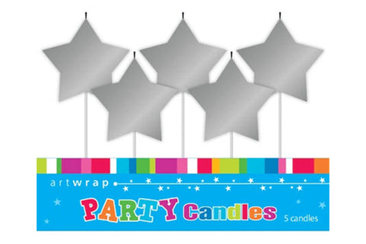 Silver Star Candle - Birthday Candles (5 Pack) - Artwrap
