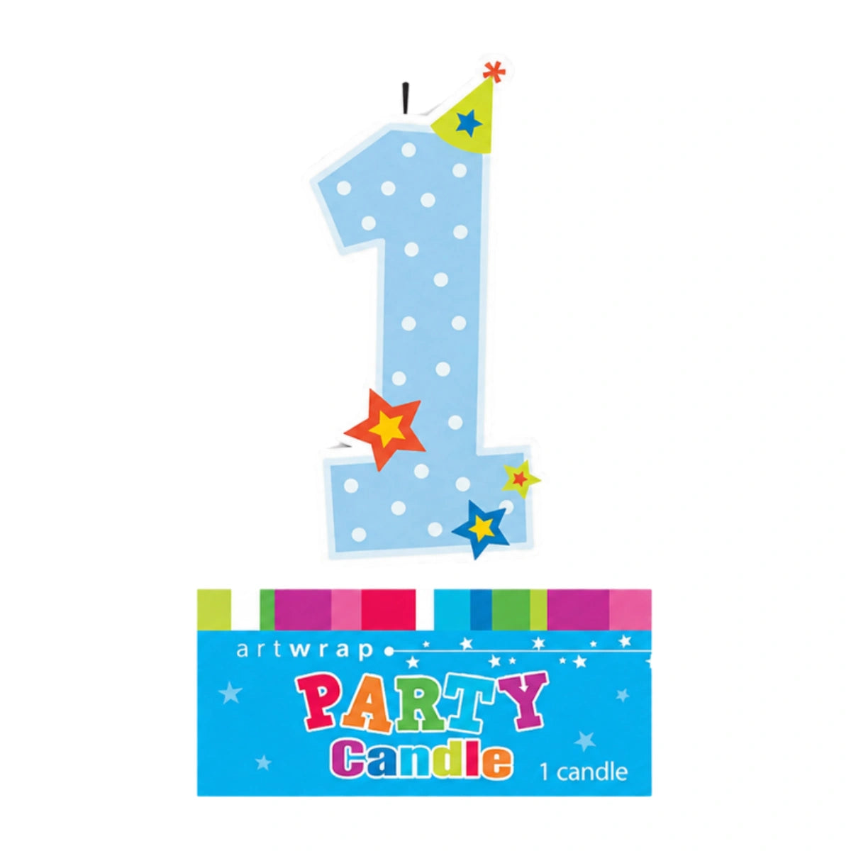 Blue First Birthday Candle - Artwrap