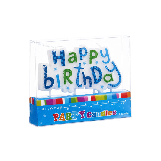 Green Blue Happy Birthday Candle - Artwrap