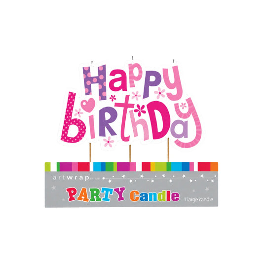 Purple Pink Happy Birthday Candle - Artwrap