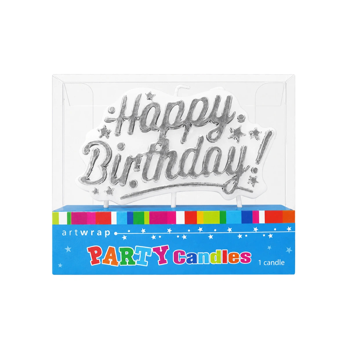 Silver Happy Birthday Candle - Artwrap