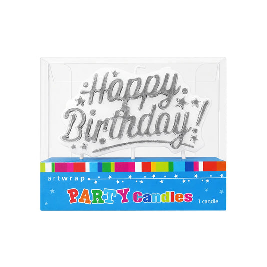 Silver Happy Birthday Candle - Artwrap