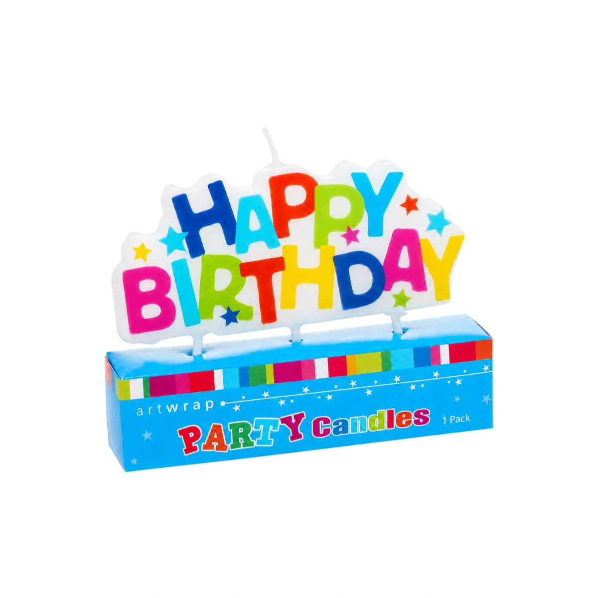 Multicolour Bright Happy Birthday Candle - Artwrap