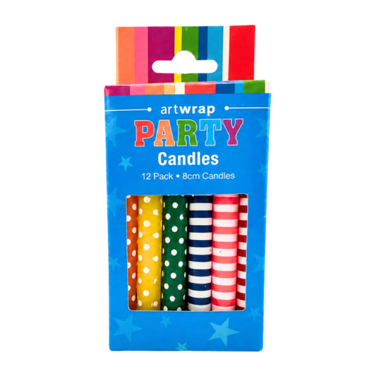 Multi Colour with Dots and Stripes Print Candles (12 Pack) - Artwrap