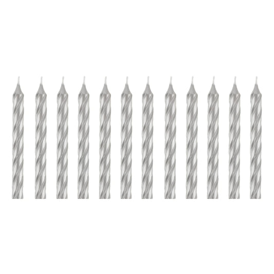 Silver Of 12 Twist Candles - Artwrap