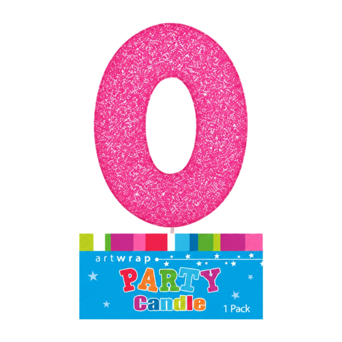 Pink Zero Glitter Number 0 Candle - Artwrap