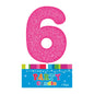 Pink Six Glitter Number 6 Candle - Artwrap