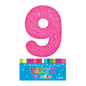 Pink Nine Glitter Number 9 Candle - Artwrap