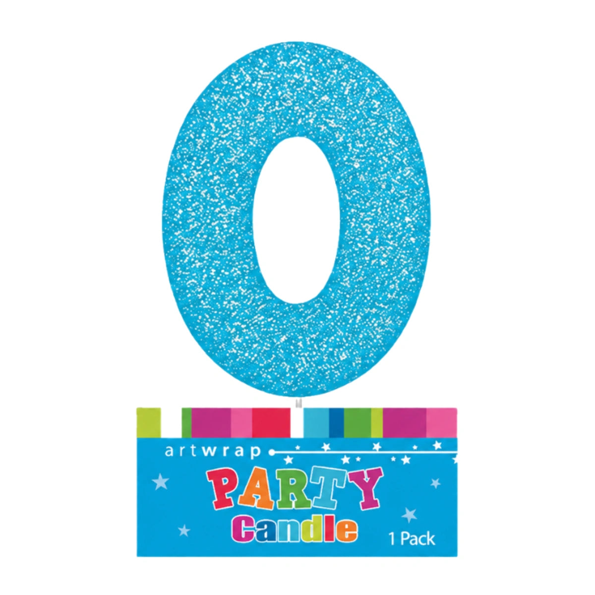 Blue Zero Glitter Number 0 Candle - Artwrap