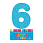 Blue Six Glitter Number 6 Candle - Artwrap
