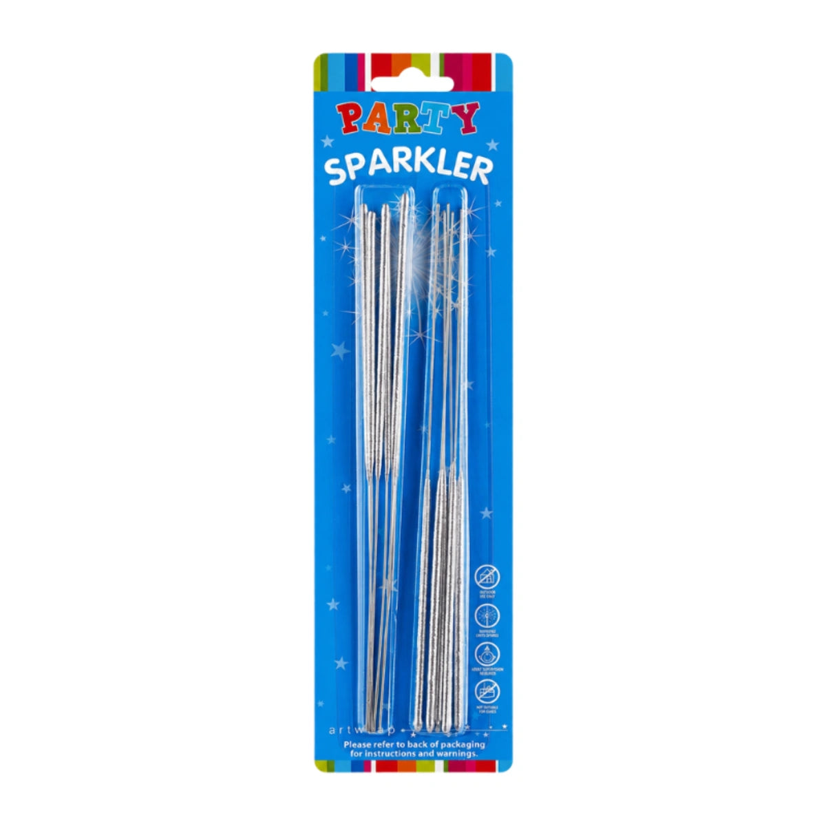 Silver Party Sparklers - Wedding Birthday Celebration (12 Pack) - Artwrap