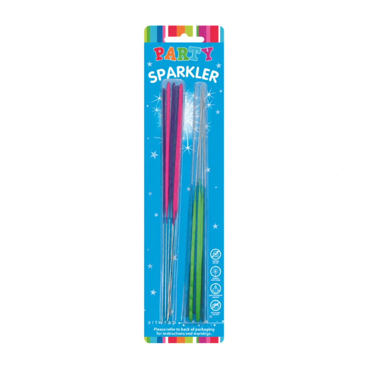 Multicoloured Party Sparklers - Wedding Birthday Celebration (12 Pack) - Artwrap