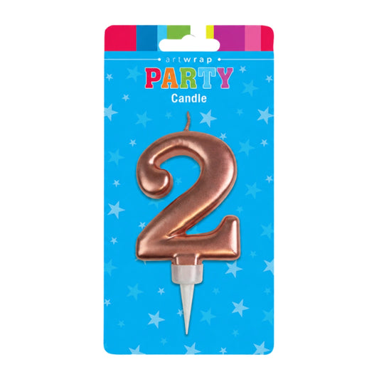 Rose Gold Formal Two 2 Birthday Candle - Artwrap