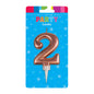 Rose Gold Formal Two 2 Birthday Candle - Artwrap