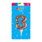 Rose Gold Formal Three 3 Birthday Candle - Artwrap