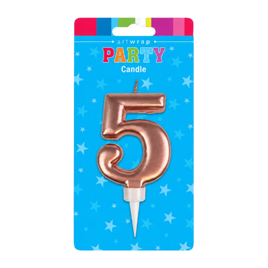 Rose Gold Formal Five 5 Birthday Candle - Artwrap
