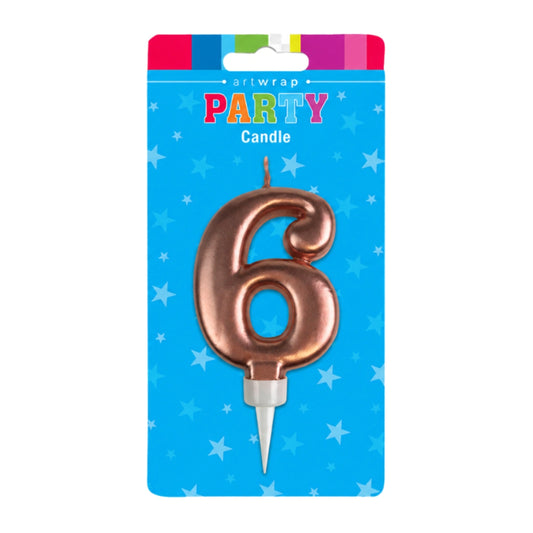 Rose Gold Formal Six 6 Birthday Candle - Artwrap