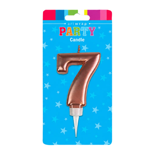 Rose Gold Formal Seven 7 Birthday Candle - Artwrap