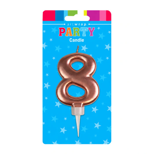 Rose Gold Formal Eight 8 Birthday Candle - Artwrap