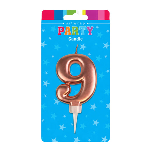 Rose Gold Formal Nine 9 Birthday Candle - Artwrap