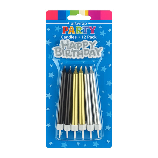 Formal Birthday Candles with Plaque (12 Pack) - Artwrap