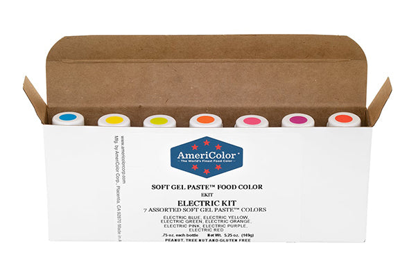 Soft Gel Paste 7 Colour Electric Kit 0.75oz - Americolor