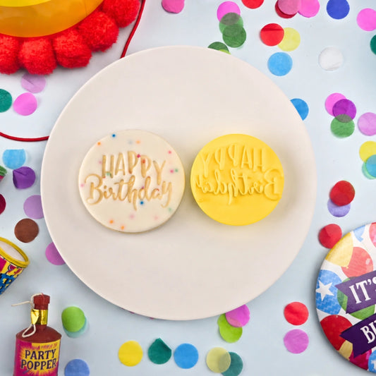 Happy Birthday Embosser 60mm - Custom Cookie Cutters