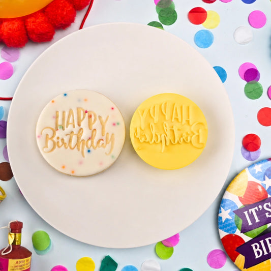 Happy Birthday Embosser 40mm - Custom Cookie Cutters