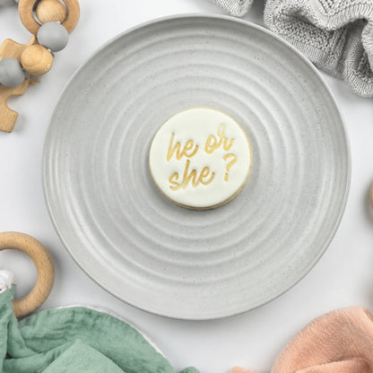 He or She? Embosser 60mm - Custom Cookie Cutters