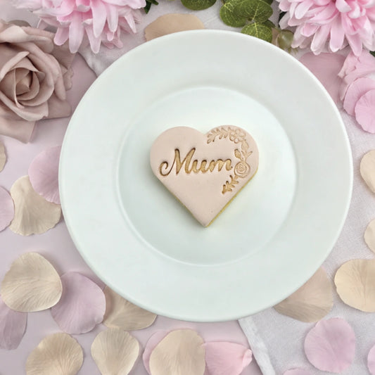 Mum with Flowers Heart Embosser - Custom Cookie Cutters