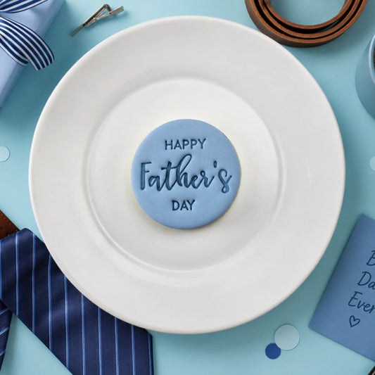 Happy Fathers Day Embosser 60mm - Custom Cookie Cutters