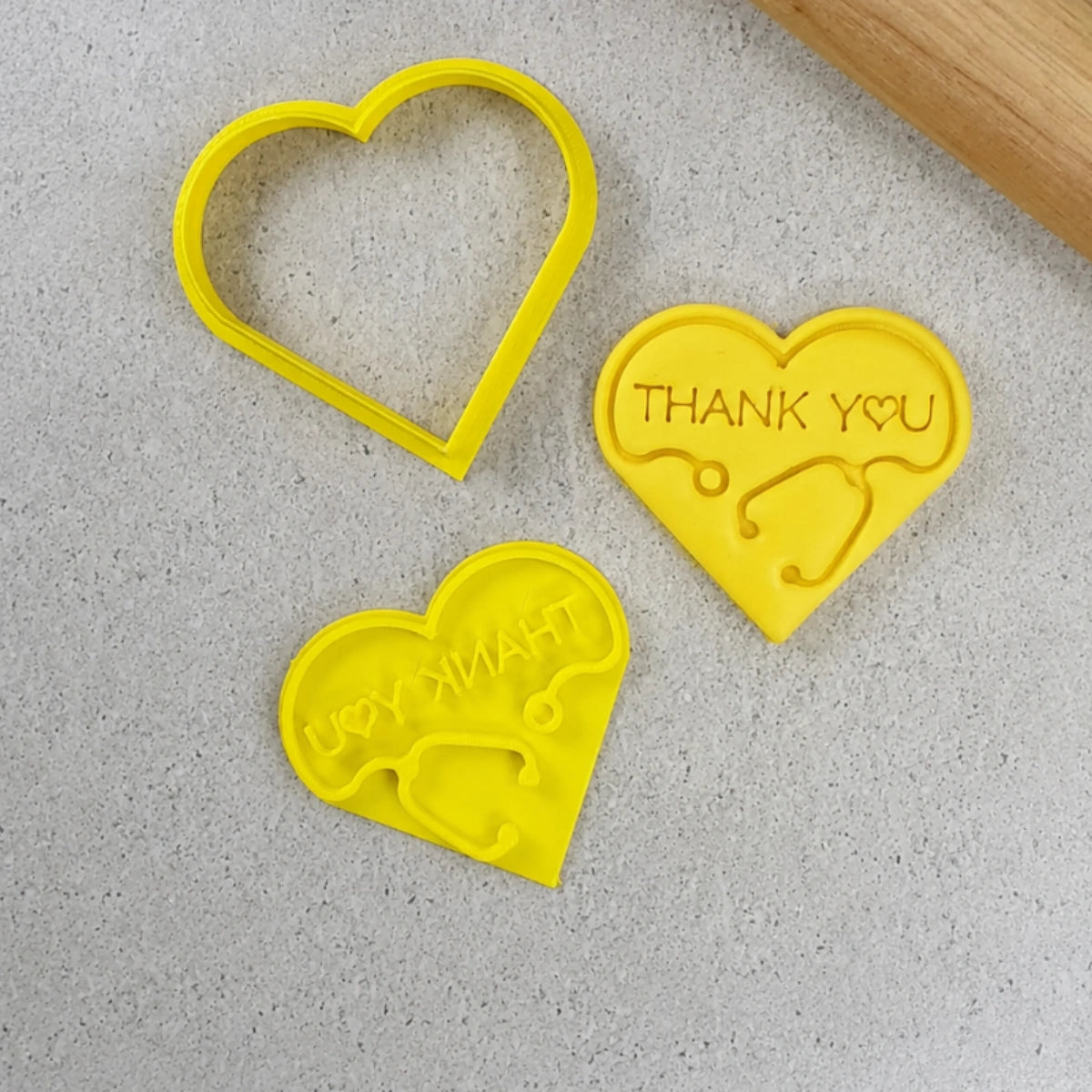 Stethoscope Thank You Heart Embosser - Custom Cookie Cutters
