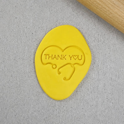 Stethoscope Thank You Heart Embosser - Custom Cookie Cutters