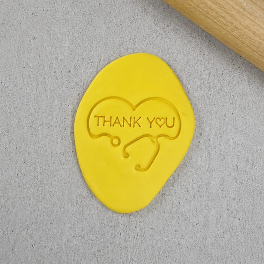 Stethoscope Thank You Heart Embosser - Custom Cookie Cutters