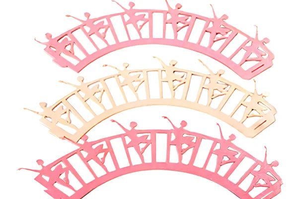 Ballet Dancers Cake Wrappers - Cake Decorating Tools - Pack of 12 Wraps. - Gateau Art