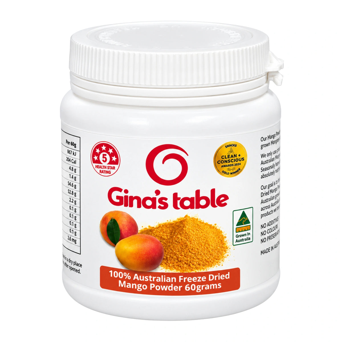 Freeze-Dried Mango Powder 60g - Ginas Table