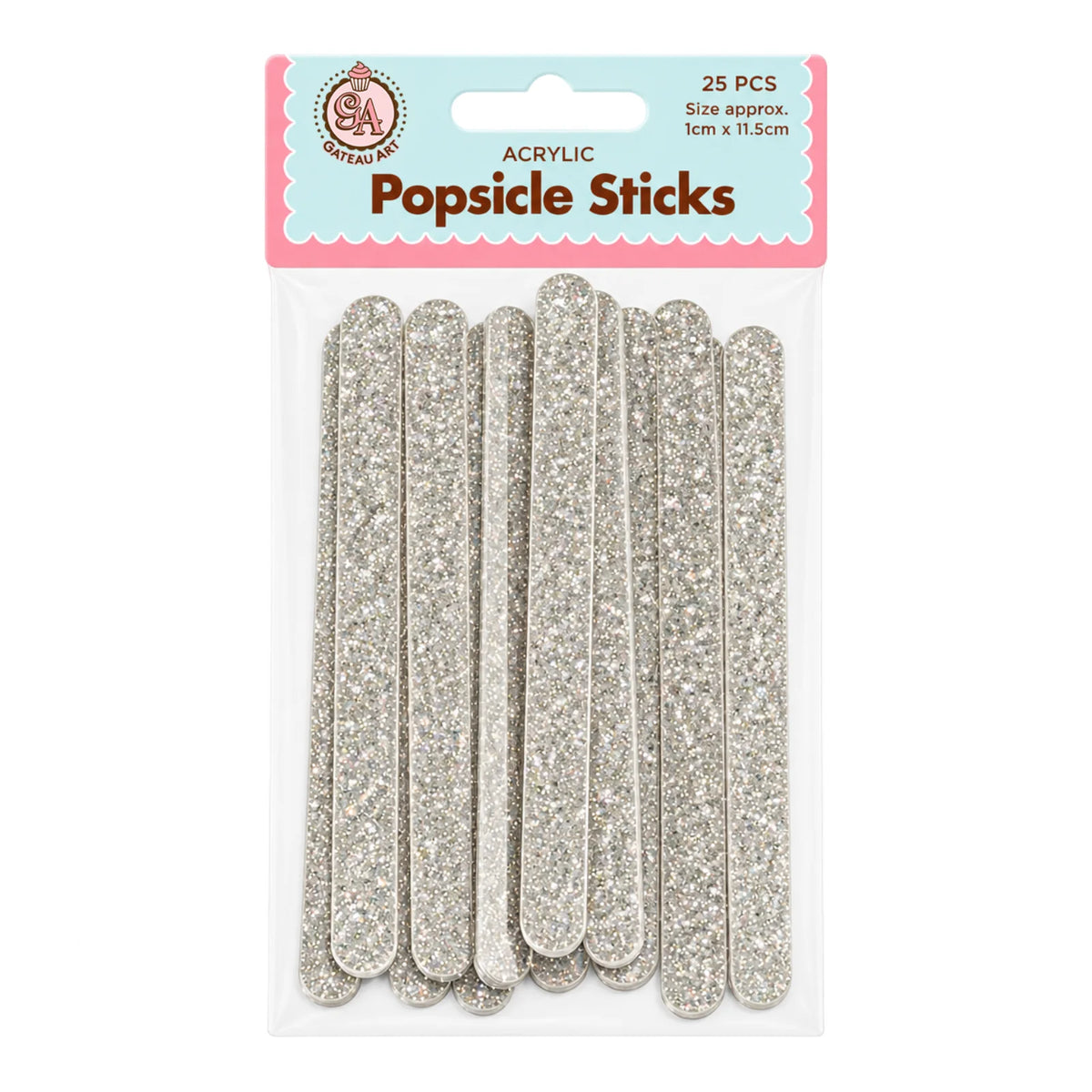 Silver Glitter - Cakesicle Sticks (25 Pack) - Gateau Art