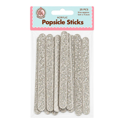 Silver Glitter - Cakesicle Sticks (25 Pack) - Gateau Art