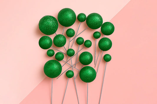 Green Glitter Ball Topper (20 Pack) - Iconic Cake Art