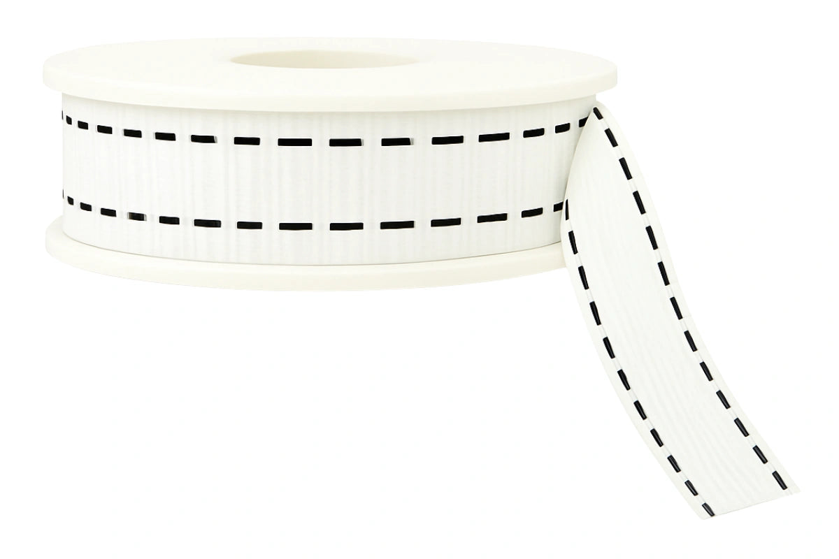Black On White Stitch Ribbon - Sold Per Metre 9mm - My Dream Cake