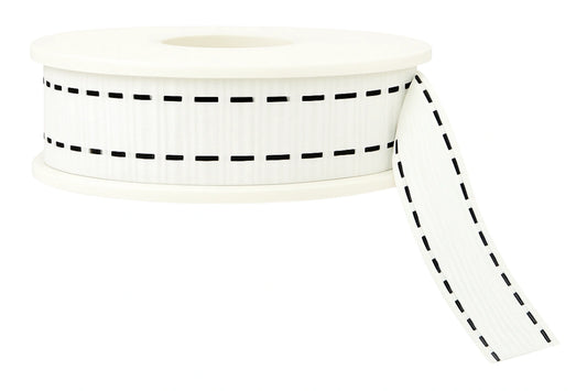 Black On White Stitch Ribbon - Sold Per Metre 9mm - My Dream Cake