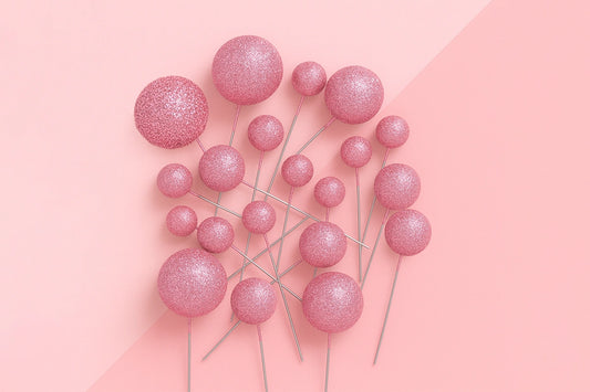 Hot Pink Glitter Ball Topper (20 Pack) - Iconic Cake Art