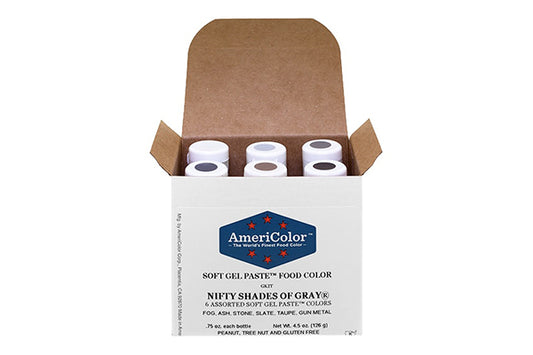 Soft Gel Paste 6 Colour Nifty Shades of Gray Kit 0.75oz - Americolor