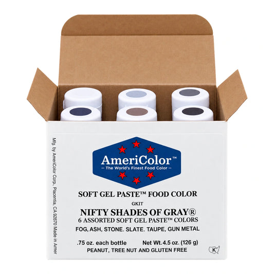 Soft Gel Paste 6 Colour Nifty Shades of Gray Kit 0.75oz - Americolor